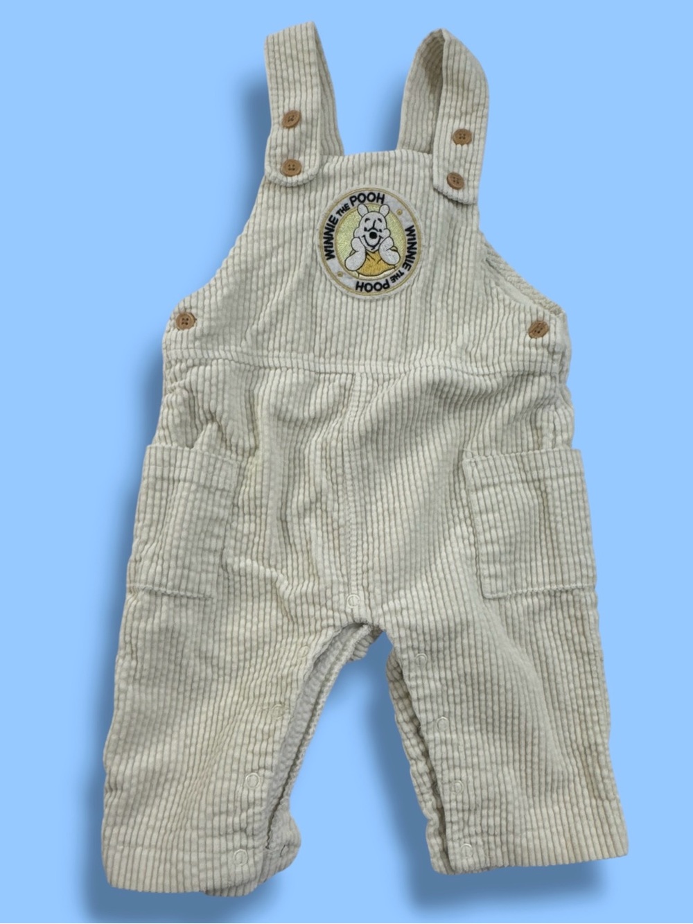 Vintage Disney Pooh Corduroy Overalls Set 12 Months Y2K Winter
